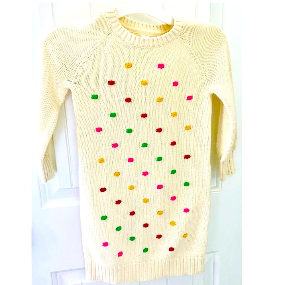 Baby Gap, Gap kids cream Pom Pom knit sweater dress